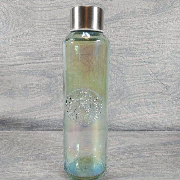 STARBUCKS Iridescent Recycled Rainbow Glass Water Bottle 22 oz Cold Brew Tumbler